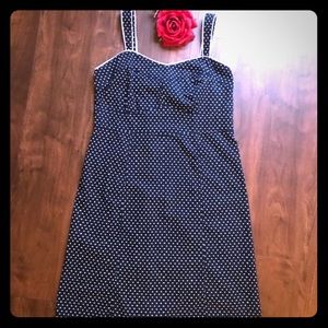 Rockabilly Pinup Style Polka-Dot Navy Retro Dress